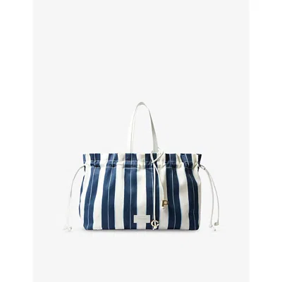 Claudie Pierlot Womens Divers Striped Cotton Tote Bag In Blue