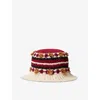 Claudie Pierlot Womens Divers Striped Crochet-trim Knitted Bucket Hat