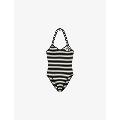 Claudie Pierlot Womens Divers Striped Halterneck Knitted Body In Black