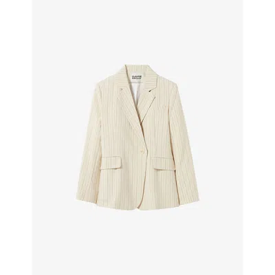 Claudie Pierlot Womens  Striped Single-breasted Woven Blazer In Divers