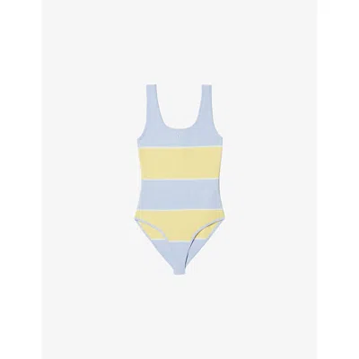 Claudie Pierlot Womens Divers Two-tone Plunge-neck Stretch-knit Bodysuit In Multi