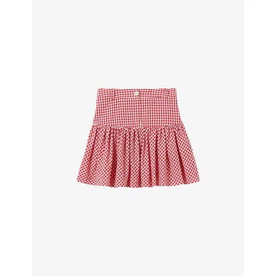 Claudie Pierlot Womens Divers Vichy Checked Flared-hem Woven Mini Skirt