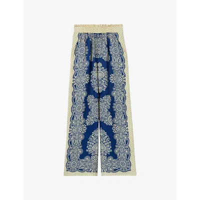 CLAUDIE PIERLOT WOMENS DIVERS WIDE-LEG FLUID PRINT WOVEN TROUSERS