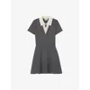 Claudie Pierlot Womens Dual-color Contrast Skater Woven Mini Dress In Gray