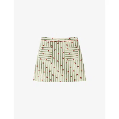 CLAUDIE PIERLOT WOMENS CLAUDIE PIERLOT FLORAL-PRINT A-LINE LINEN MINI SKIRT