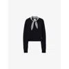 Claudie Pierlot Womens Dual-color Scarf-collared Long-sleeve Wool-cashmere Blend Jumper In Blue