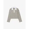 Claudie Pierlot Womens Dual-color Striped Lace-up Cotton-jersey Top In White