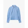 Claudie Pierlot Womens Dual-color Striped Long-sleeve Cotton Shirt In Blue