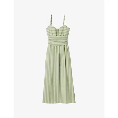 Claudie Pierlot Womens Striped Shorts-underlay Cotton Midi Dress Dual-color