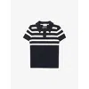 Claudie Pierlot Womens Dual-color Striped Slim-fit Stretch-knit Polo Shirt In Black
