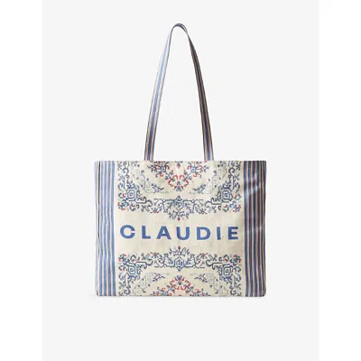 Claudie Pierlot Womens Dual-color Branded Cotton Tote Bag In White