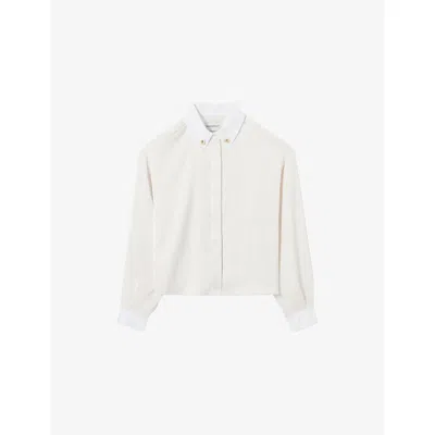 Claudie Pierlot Womens Dual-color Long-sleeved Buttoned-collar Woven Shirt In White