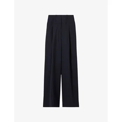 Claudie Pierlot Womens Straight-leg Knitted Wool-blend Trousers Dual-color In Black