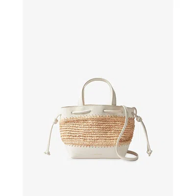 Claudie Pierlot Womens Ecru Branded Raffia And Leather Shoulder Bag In Sand