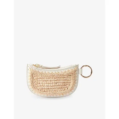 Claudie Pierlot Womens Ecru Curved Raffia And Leather Purse In Sand