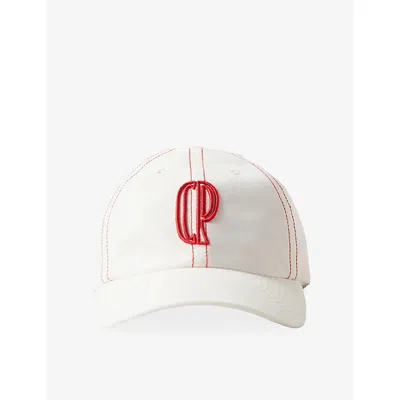 Claudie Pierlot Womens Ecru Embroidered Monogram Cotton Baseball Cap In White