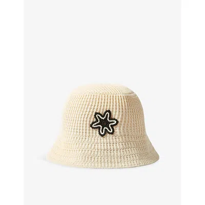 Claudie Pierlot Womens Ecru Flower-embellished Crochet Bucket Hat In White
