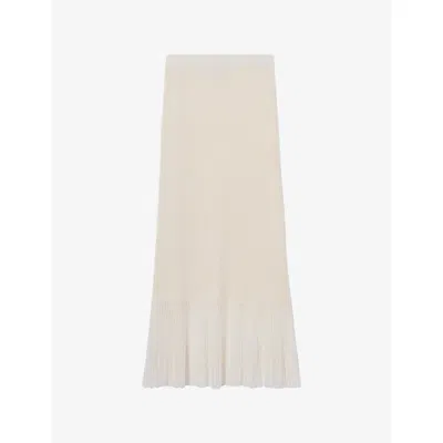 Claudie Pierlot Womens Pleated Ribbed Knitted Maxi Skirt Ecru In Multi