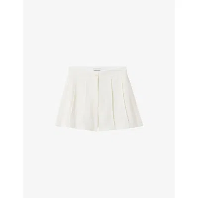 Claudie Pierlot Womens Ecru Pleated Side-pocket Lyocell-blend Shorts In White
