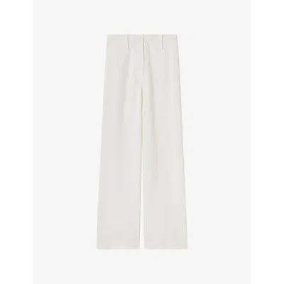 Claudie Pierlot Womens Ecru Straight-leg Pleated Lyocell-blend Trousers In White