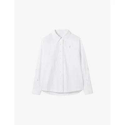 Claudie Pierlot Womens Ecru Striped Cotton Poplin Shirt In White