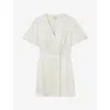 Claudie Pierlot Womens Ecru Wrap-front Short-sleeve Jacquard Mini Dress