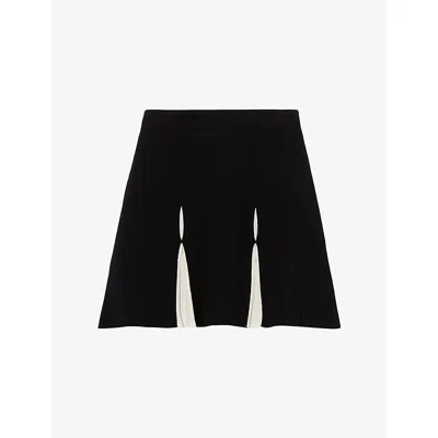 Claudie Pierlot Womens Flared Elasticated-waist Knitted Mini Skirt Dual-color