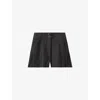 Claudie Pierlot Womens Gris Chine Fonce Wide-pleated Buckled Wool Blend Shorts In Black