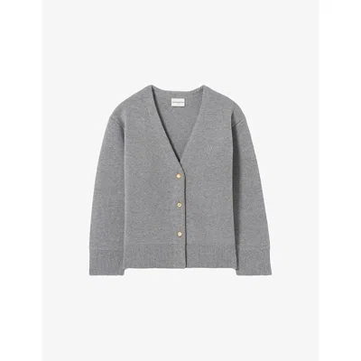Claudie Pierlot Womens Gris Oversized Wool-blend Cardigan In Gray