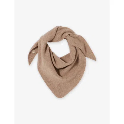 Claudie Pierlot Womens Logo-embroidered Wool And Cashmere Scarf Heather Beige In Brown