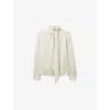 Claudie Pierlot Womens Ice Beige Flowing Tie-neck Woven Blouse In Neutral