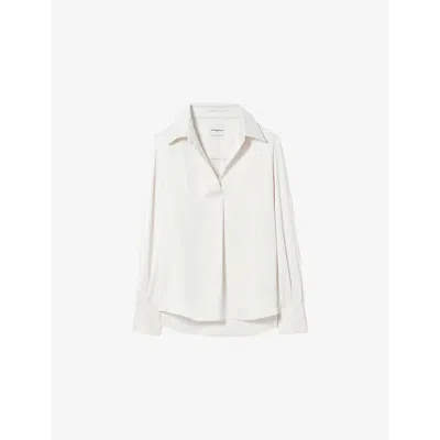 Claudie Pierlot Womens Ivory Collared Relaxed-fit Woven Blouse In White