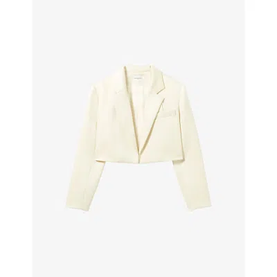 Claudie Pierlot Womens Ivory Tailored Cropped Satin Jacket In White