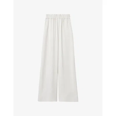 Claudie Pierlot Womens Ivory Wide-leg Side-pocket Satin Trousers In White