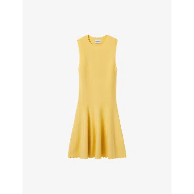 Claudie Pierlot Womens  Sleeveless Flared-skirt Knitted Mini Dress In Jaunes / Oranges