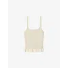 Claudie Pierlot Womens Jaunes / Oranges Square-neck Ribbed Knitted Top Xs In Jaunes / Oranges