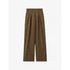 Claudie Pierlot Womens Straight-leg High-rise Stretch-cotton Trousers Khaki In Brown