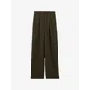 Claudie Pierlot Womens Khaki Wide-leg Tailored Wool-blend Trousers In Brown