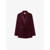 Claudie Pierlot Womens Lapel-collar Tie-waist Woven Blazer Rouges