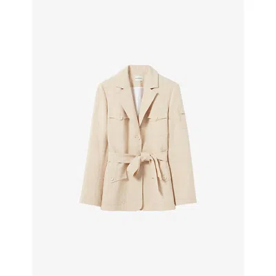 Claudie Pierlot Womens Belted Safari Woven Jacket Light Beige
