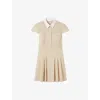 Claudie Pierlot Womens Light Beige Logo-embroidered Contrast-collar Pleated Woven Mini Dress
