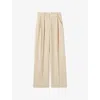 Claudie Pierlot Womens  Pin-tuck Wide-leg Woven Trousers In Light Beige