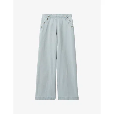 Claudie Pierlot Womens Light Blue Denim Sailor Wide-leg Denim Jeans