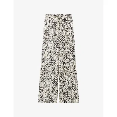 Claudie Pierlot Womens Light Print Animal Print Satin Trousers In White
