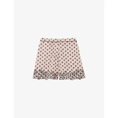 Claudie Pierlot Womens Light Print Embroidered Floral-print Cotton-poplin Shorts In Multi