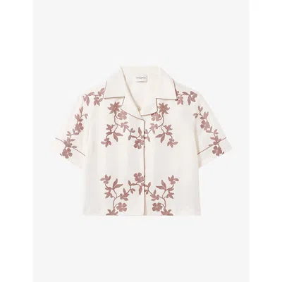 Claudie Pierlot Womens Light Print Floral-print Short-sleeved Woven Shirt In White