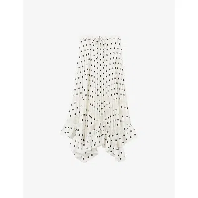 Claudie Pierlot Womens Light Print Polka-dot Pleated Woven Maxi Skirt In Multi