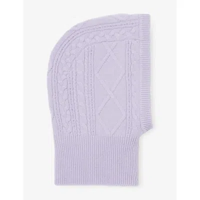 Claudie Pierlot Womens Light Purple Cable-knit Wool And Cashmere-blend Balaclava