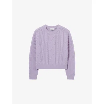 Claudie Pierlot Womens Light Purple Jacquard Relaxed-fit Wool And Cashmere-blend Jumper Xs