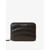 Claudie Pierlot Womens Noir / Gris Logo-embossed Quilted Leather Wallet In Noir / Gris